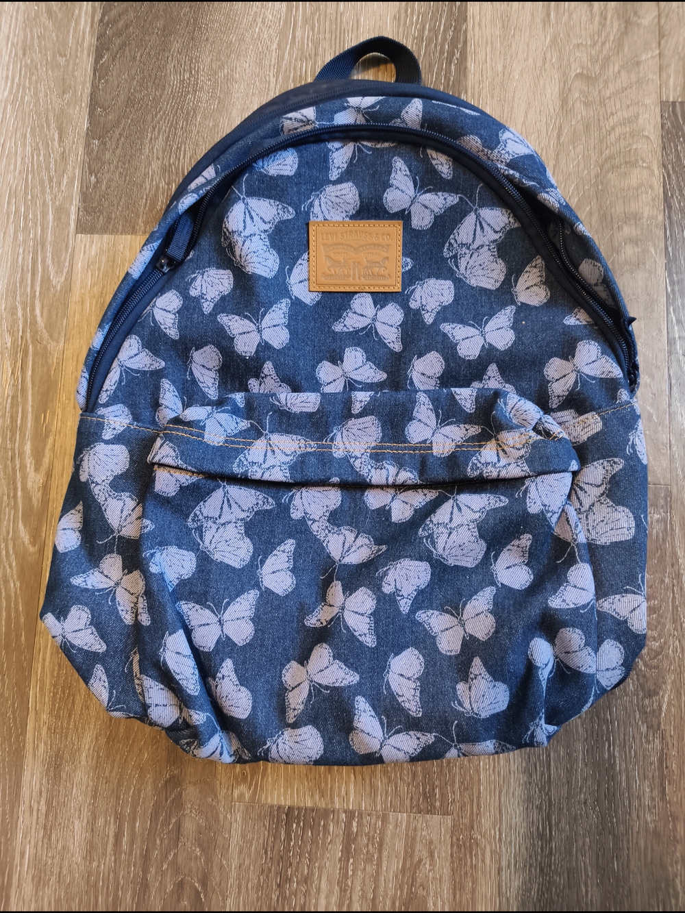 Levi's Butterfly Print Backpack in Navy and Light Blue EUC